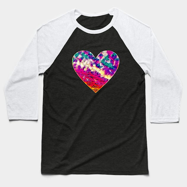 Sky heart - pink and purple Baseball T-Shirt by FlossOrFi